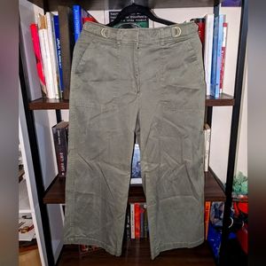White House Black Market wide leg cropped khakis size 8
